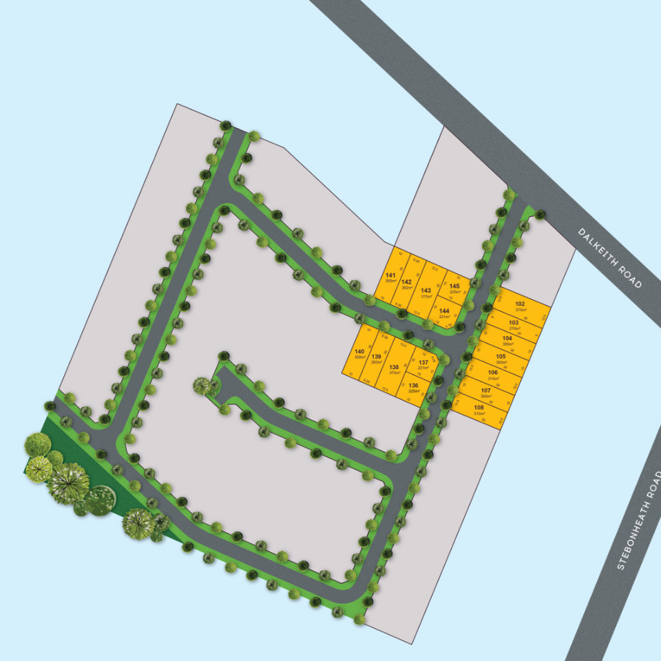 Solana masterplan showing the estate layout and available lots