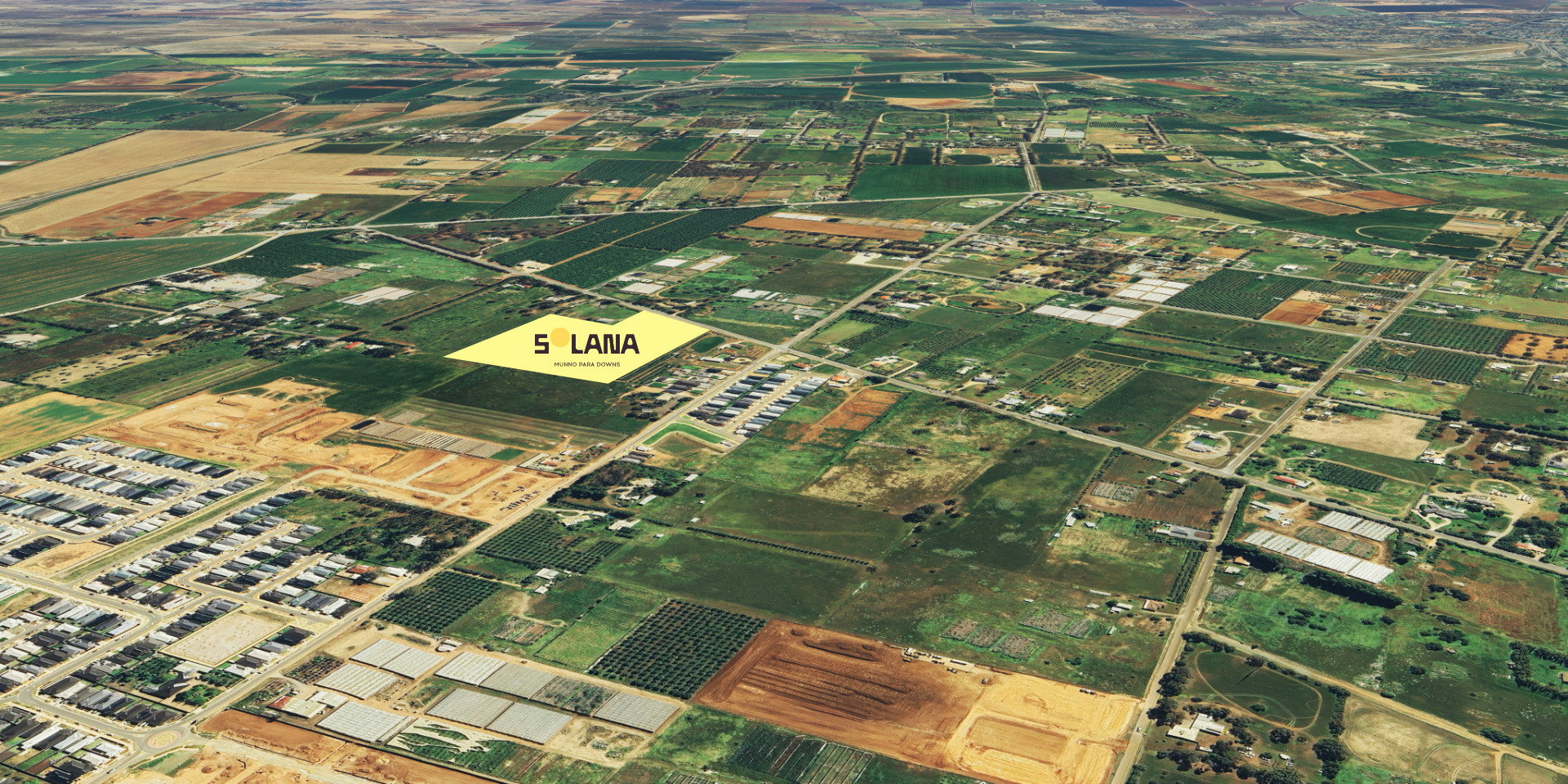 Aerial view of Munno Para Downs with the Solana site marked